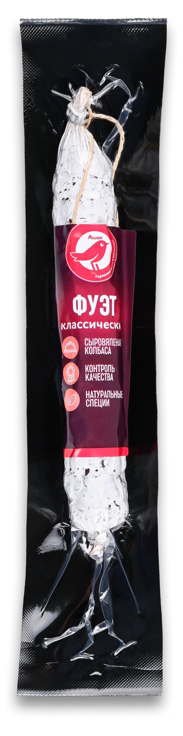 Колбаса сыровяленая АШАН Красная птица Фуэт классический с благородной белой плесенью 110 г 199₽