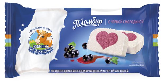 Мороженое пломбир Коровка из Кореновки черная смородина, 200 г