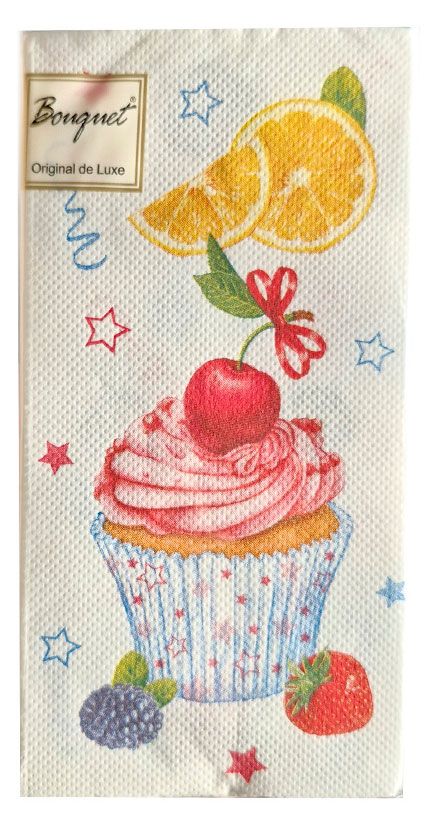 Салфетки бумажные одноразовые Bouquet двухслойные сладкие пирожные 33х33 см, 20 шт