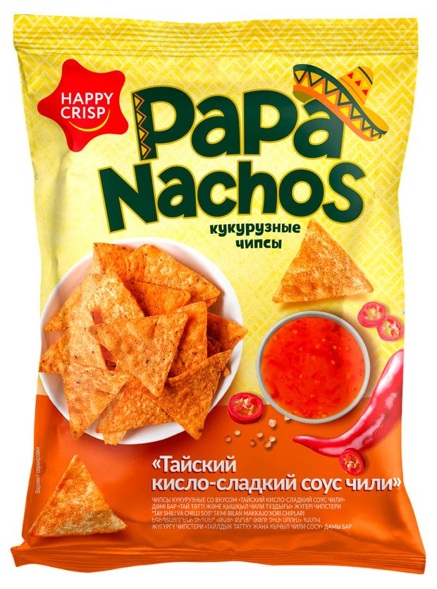 Чипсы кукурузные Papa Nachos Тайский кисло-сладкий соус чили 75 г 85₽
