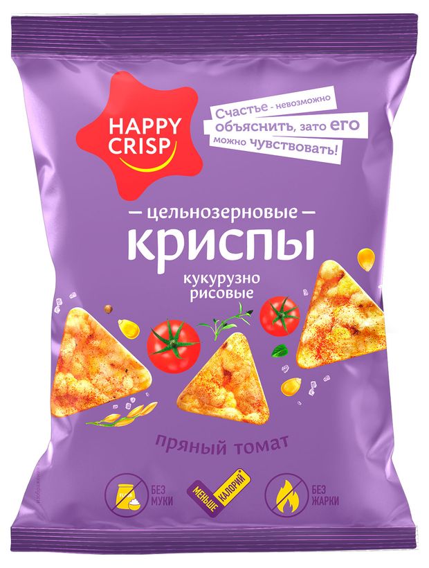 Криспы кукурузно-рисовые Happy Crisp пряный томат, 50 г