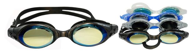 Очки взрослые для плавания WHALE зеркальные силиконовые, 1 шт в ассортименте