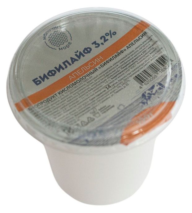 Бифилайф Молочное море с апельсином 3,2% БЗМЖ, 350 г