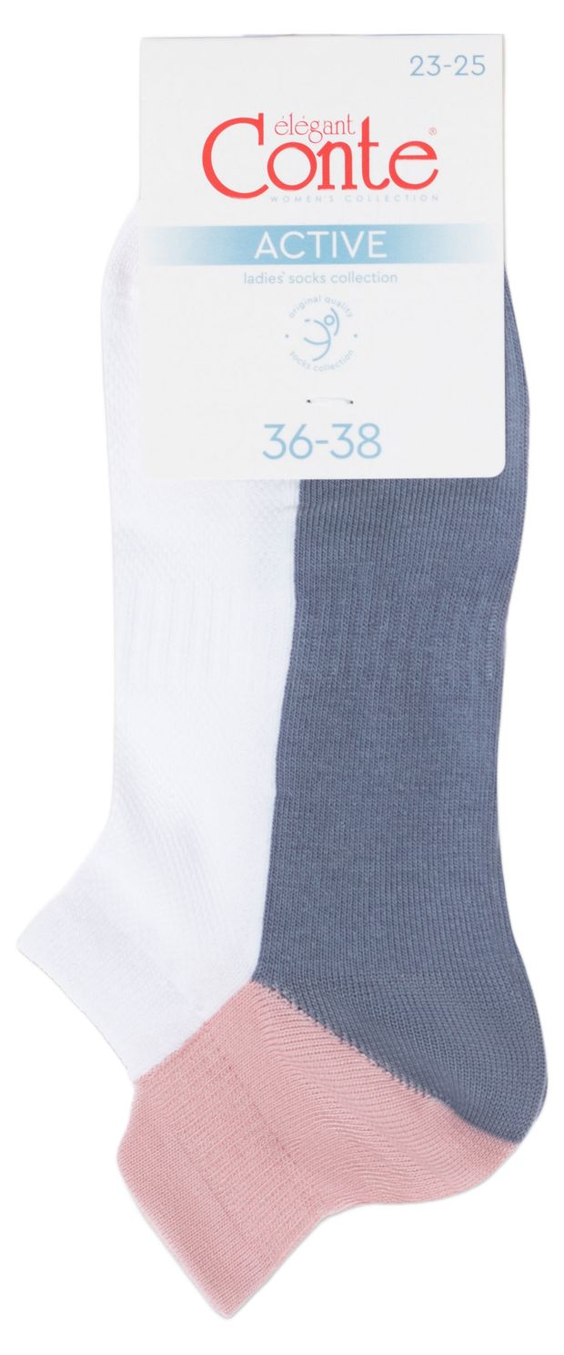 Носки женские Conte Elegant спортивные серо-белые, р 23-25