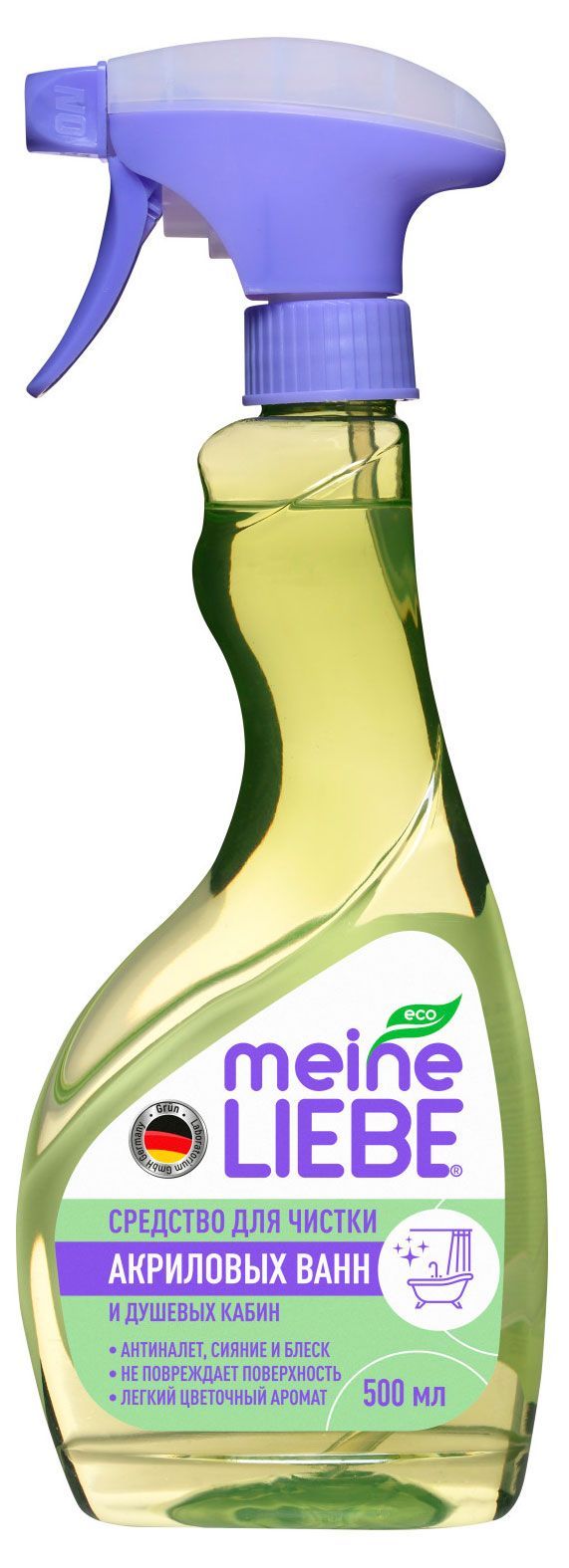 Чистящее средство Meine Liebe для акриловых ванн и душевых кабин без хлора на основе фруктовых кислот, 500 мл