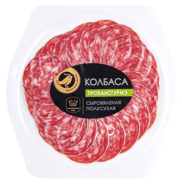 Колбаса сыровяленая полусухая АШАН Золотая птица провансгурмэ нарезка 80 г 139₽