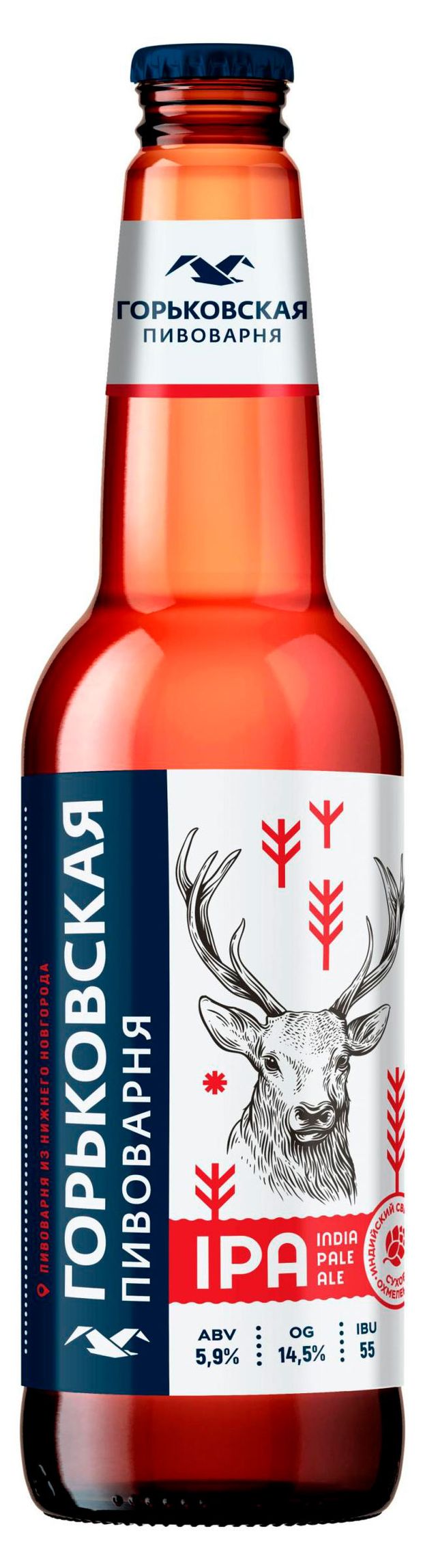 Пиво Горьковская Пивоварня Indian Pale Ale светлое нефильтрованное 5,9%, 440 мл