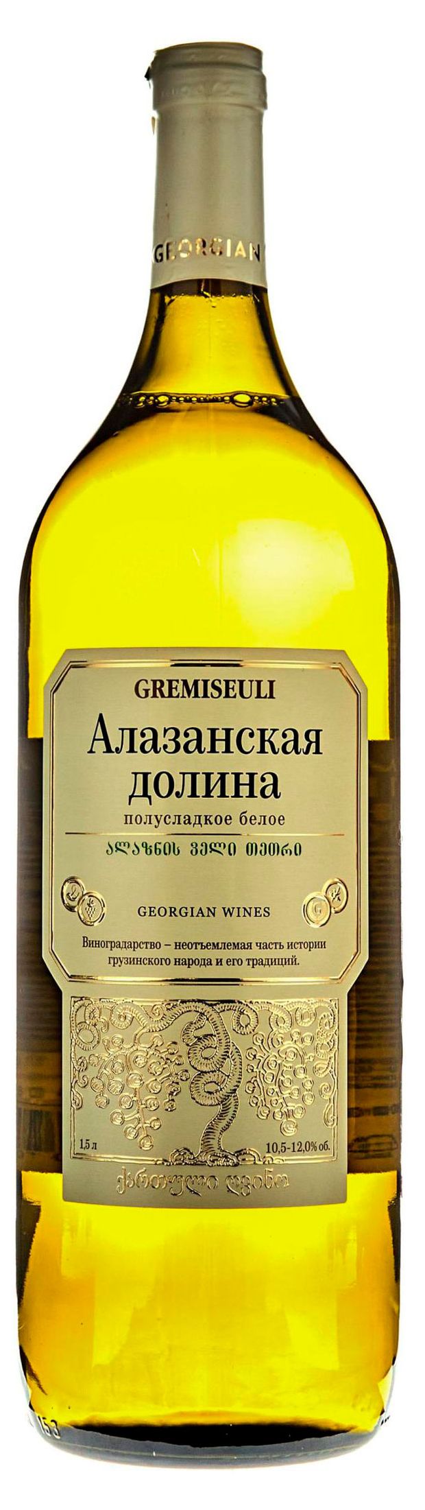 Вино Алазанская Долина Gremiseuli белое полусладкое Грузия, 1,5 л