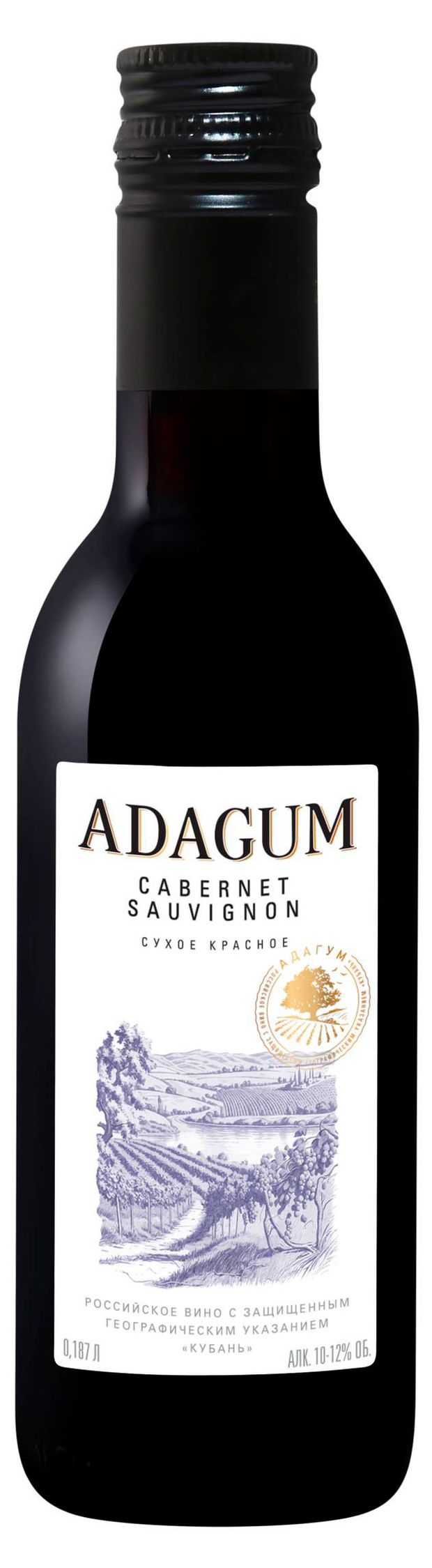 Вино Адагум Каберне Совиньон красное сухое Россия, 0,187 л