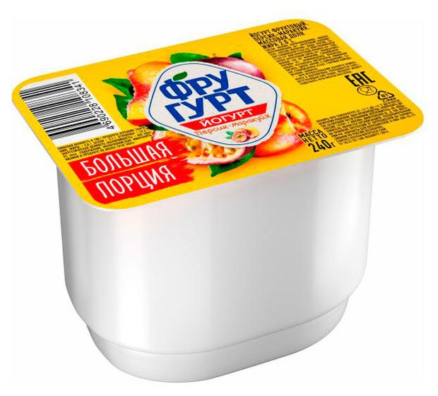 Йогурт Фругурт Большая порция персик маракуйя 2% БЗМЖ, 240 г