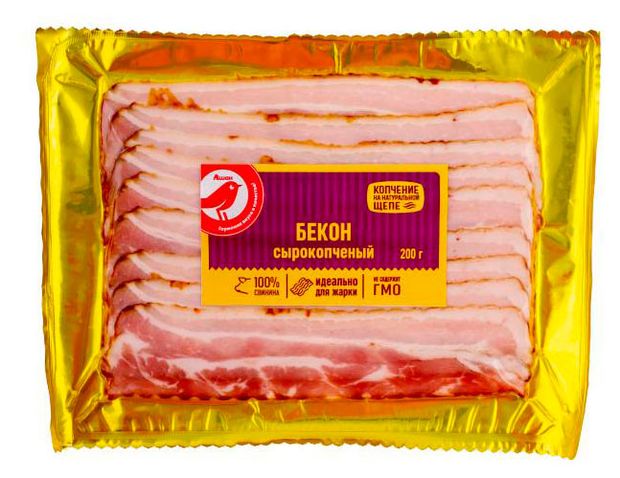 Бекон АШАН Красная птица из свинины в нарезке 200 г 190₽