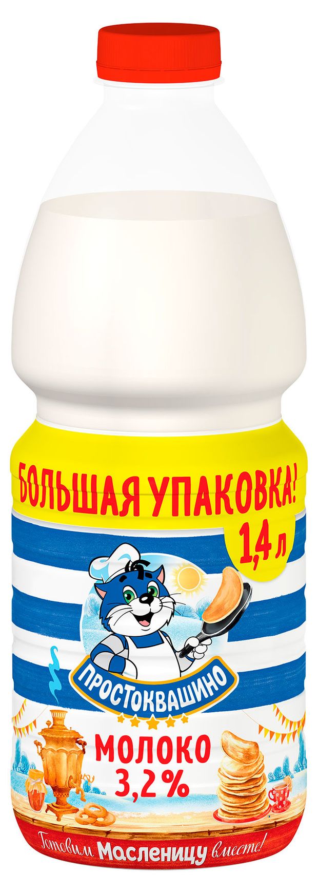 Молоко Простоквашино пастеризованное 3,2% БЗМЖ, 1,4 л