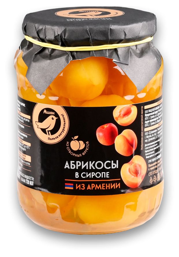 Абрикосы в сиропе АШАН Золотая птица, 740 г