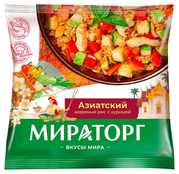 Овощная смесь Мираторг Вкусы Мира Азиатский рис жареный с курицей замороженная, 400 г