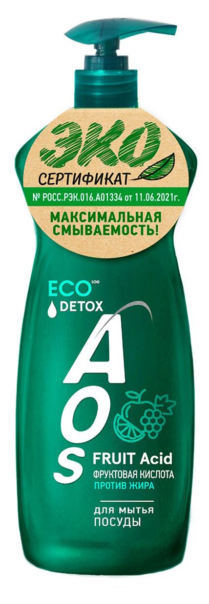 Уборка и бытовая химия Средство для мытья посуды Aos с фруктовыми кислотами, 900 г