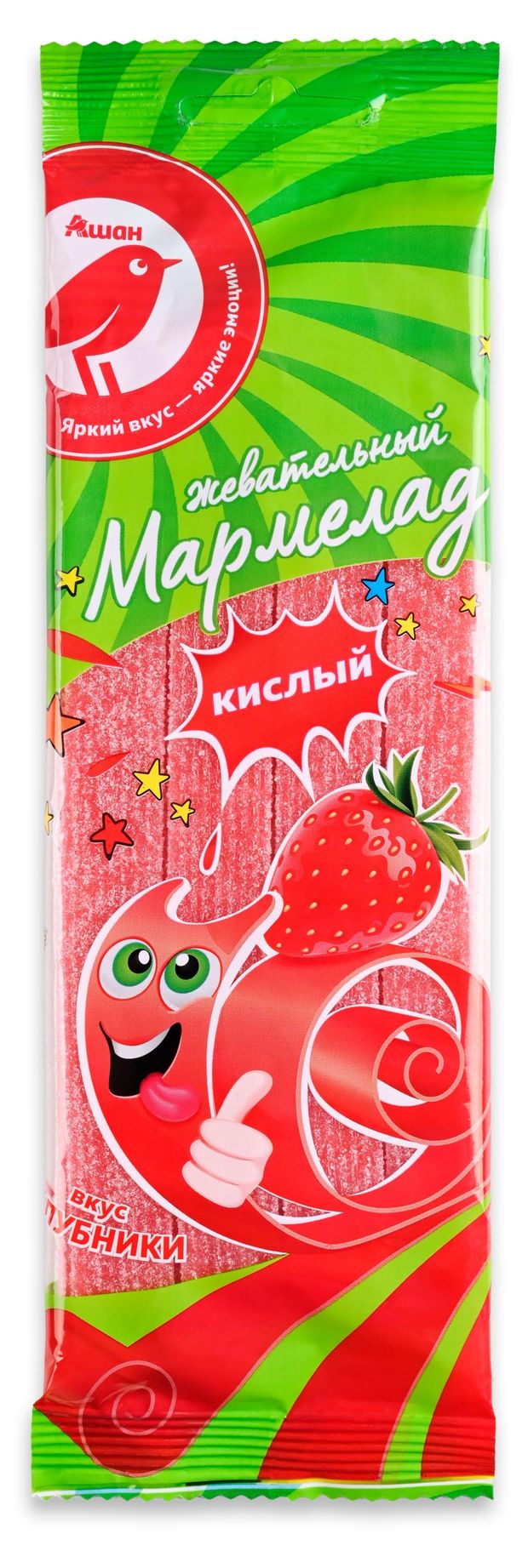 Мармелад жевательный АШАН Красная птица кислый со вкусом клубники, 150 г