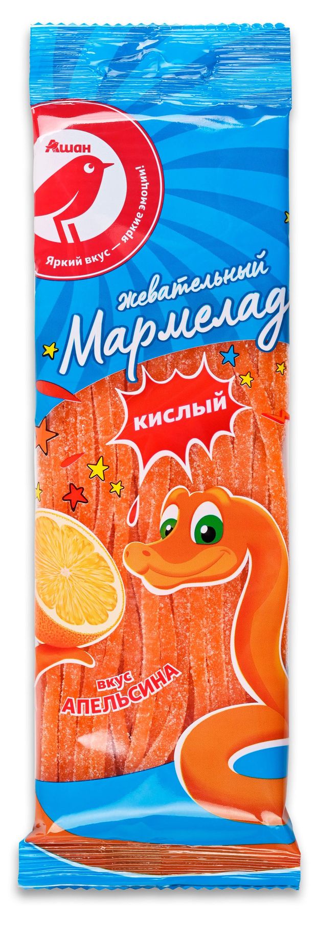 Мармелад жевательный АШАН Красная птица кислый со вкусом апельсина, 150 г