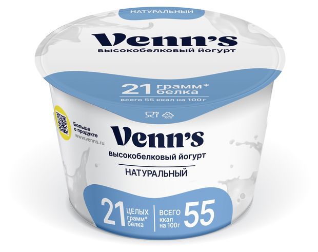 Йогурт греческий Venn's обезжиренный 0,1% БЗМЖ, 210 г