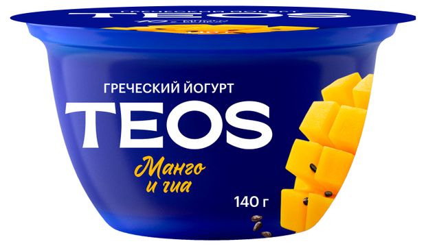 Йогурт Савушкин Греческий Teos манго чиа 2% БЗМЖ, 140 г