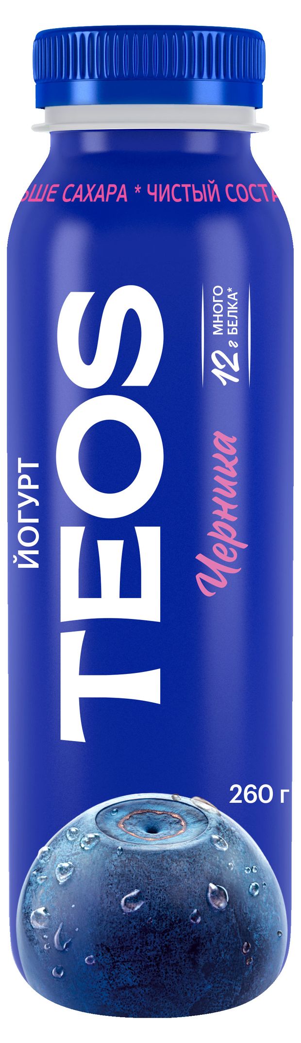 Йогурт питьевой TEOS Active со вкусом черники 1,8%, 260 г