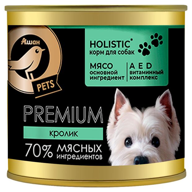 Влажный корм для собак АШАН Золотая птица с кроликом в желе 240 г 190₽