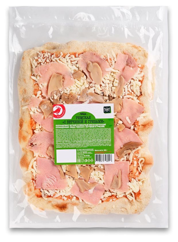 Пицца АШАН Красная птица Римская с ветчиной и грибами 380 г 370₽