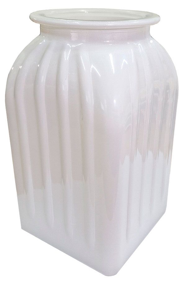 Ваза NinaGlass Ханна белая стеклянная, 19 см