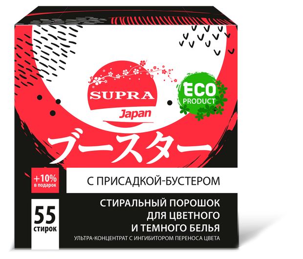 Порошок стиральный Supra для цветного и темного белья с присадкой-бустером, 1,1 кг