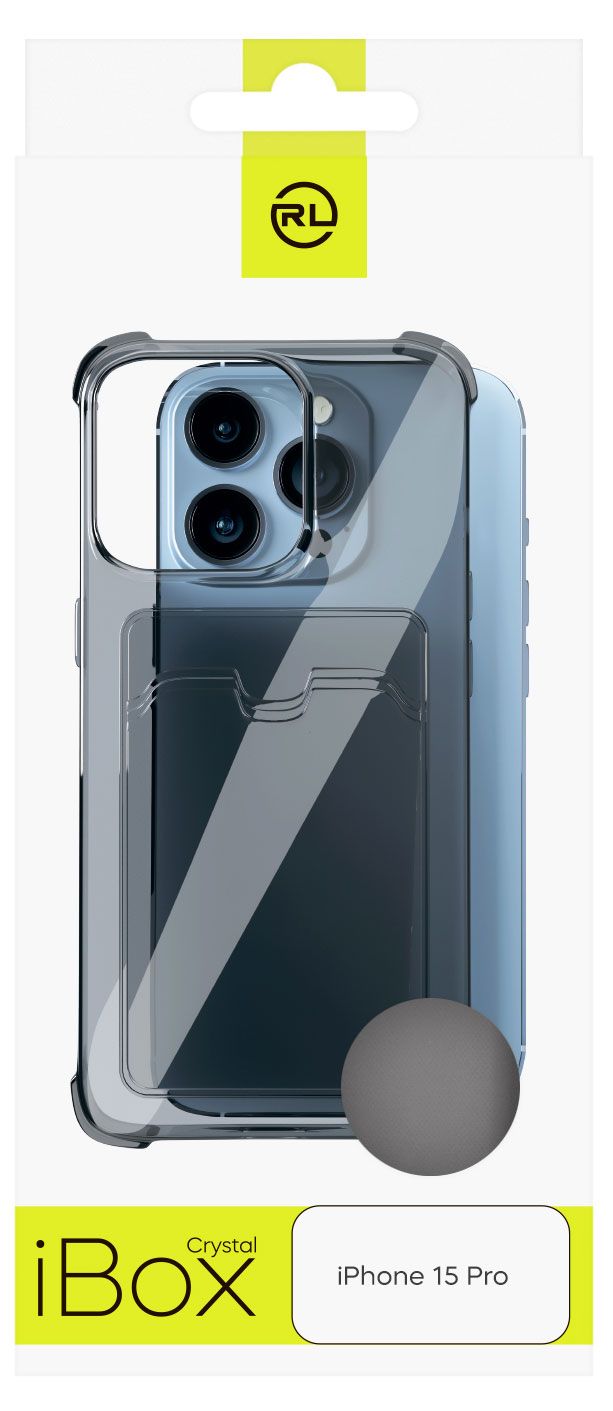 Чехол iBox Crystal для iPhone 15 PRO силиконовый с кардхолдером черный 300₽