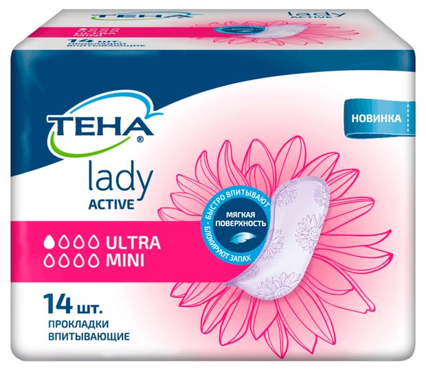 Прокладки урологические ТЕНА Lady Active Ultra Mini 14 шт 135₽