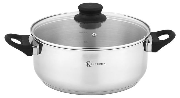 Кастрюля Катюша Прима с крышкой нержавеющая сталь, 1,4 л