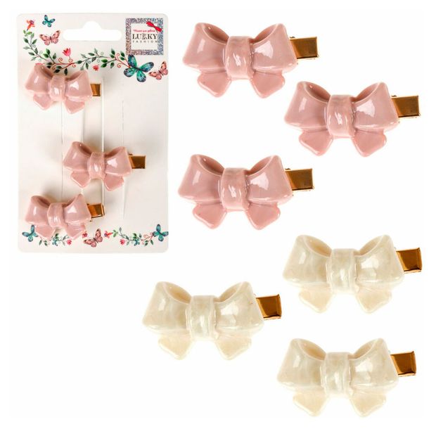 Набор заколок-зажимов Lukky Fashion Бантик мини глянцевый 3 шт в ассортименте 125₽