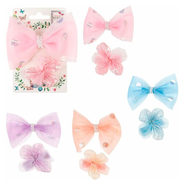 Набор заколок-зажимов для волос Lukky Fashion Бантик и Цветок Шифон и Шёлк 2 шт в ассортименте 135₽