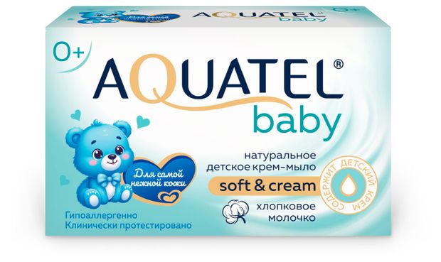 Твердое крем-мыло детское Aquatel BABY Хлопковое молочко 0 90 г 105₽