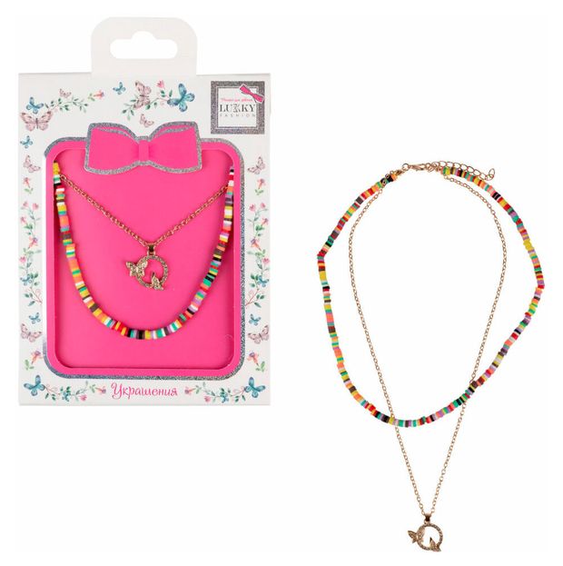 Набор Lukky Fashion цепочки с подвеской со стразами и пластиковыми бусами