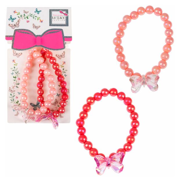 Набор браслетов Lukky Fashion из бусин с прозрачными бабочками, 2 шт