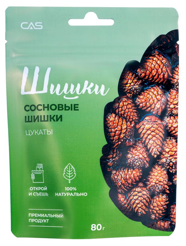 Чипсы, снеки, сухофрукты Цукаты CAS Сосновые шишки, 80 г