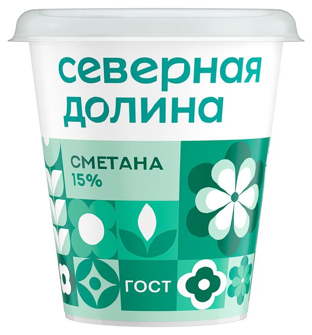 Сметана Северная долина ГОСТ 15% БЗМЖ, 300 г