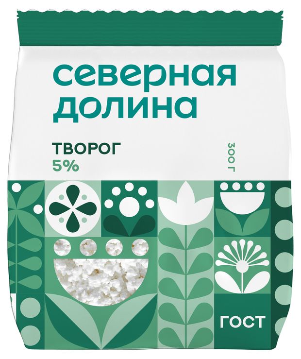 Творог рассыпчатый Северная долина ГОСТ 5% БЗМЖ, 300 г