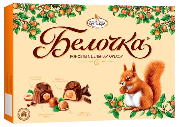 Набор конфет Фабрика имени Крупской Белочка с цельным фундуком, 160 г