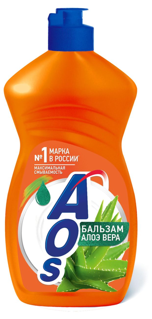 Уборка и бытовая химия  Ашан Бальзам для мытья посуды Aos Алоэ вера, 450 г