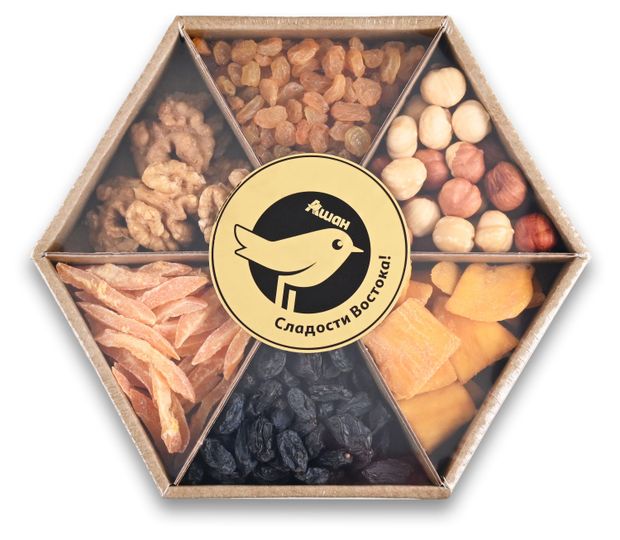 Ассорти из орехов и сухофруктов АШАН Золотая птица 4 275 г 380₽