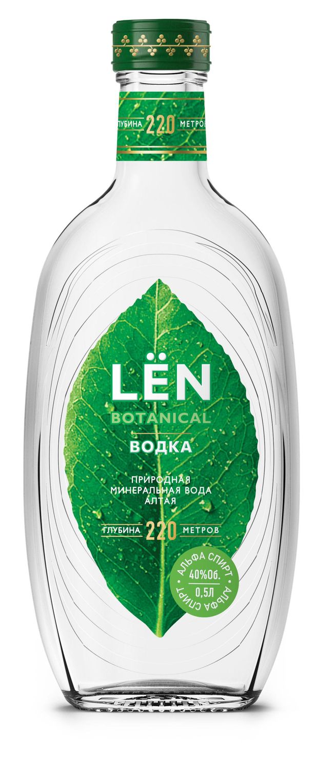 Водка LЁN на минеральной воде Алтая Россия, 0,5 л