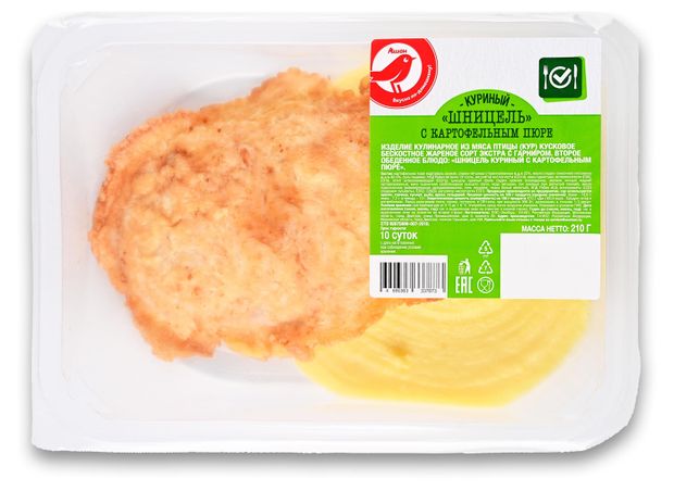 Шницель куриный АШАН Красная птица с картофельным пюре, 210 г