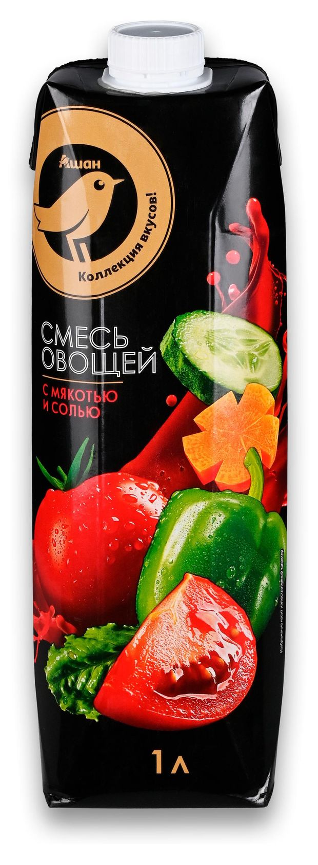 Вода, соки, напитки Сок АШАН Золотая птица Смесь овощная с мякотью, 1 л