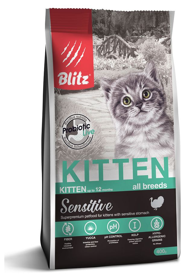 Корм сухой для котят Blitz с индейкой, 400 г