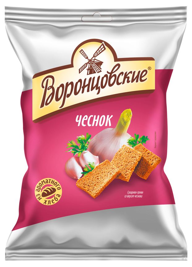 Сухарики-гренки ржано-пшеничные Воронцовские со вкусом Чеснока 200 г 70₽
