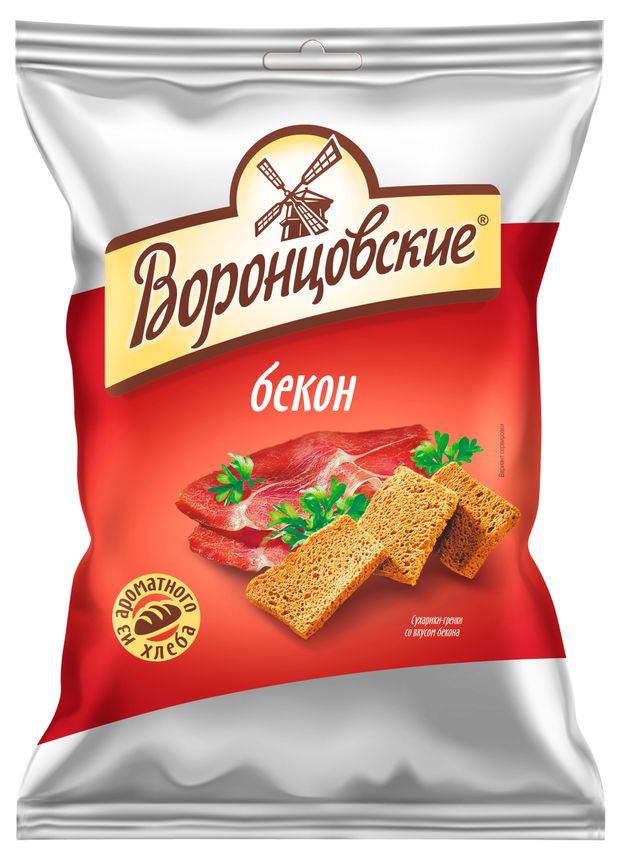 Сухарики-гренки ржано-пшеничные Воронцовские со вкусом Бекона 200 г 70₽