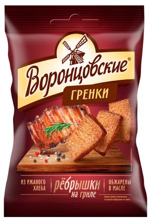 Гренки ржано-пшеничные Воронцовские ребрышки на гриле 60 г 40₽