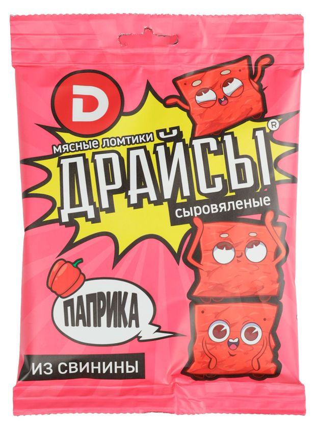 Мясные снеки Ломтики из свинины сыровяленые ДЫМОВ Драйсы с паприкой, 30 г